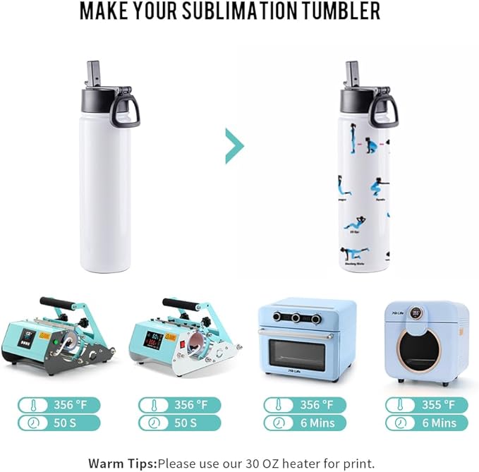 PYD Life 4 Pack Sublimation Blank Tumbler 22 OZ Sports Wide Mouth Stainless Steel Water Bottle Vacuum Flask with Straw and Portable Handle for Tumbler Press Machine Sublimation Print