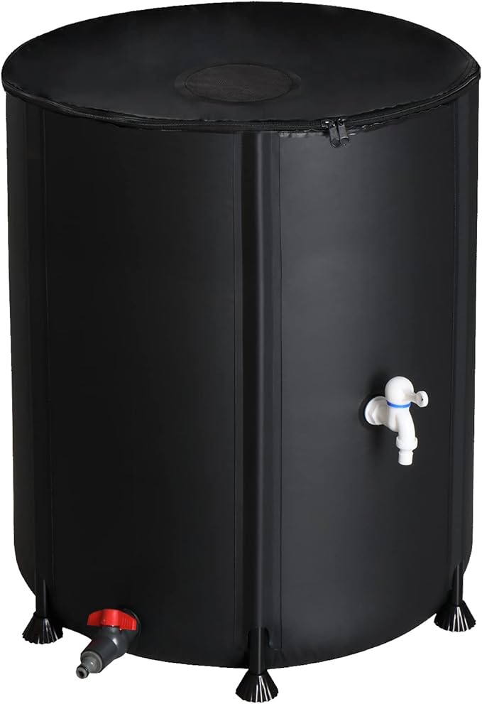 VINGLI Upgraded 50 Gallon Collapsible Rain Barrel, Portable Water Storage Rain Water Collection System, Weather Proof Sturdy Water Tank Water Catcher Container with Filter Spigot Overflow Kit