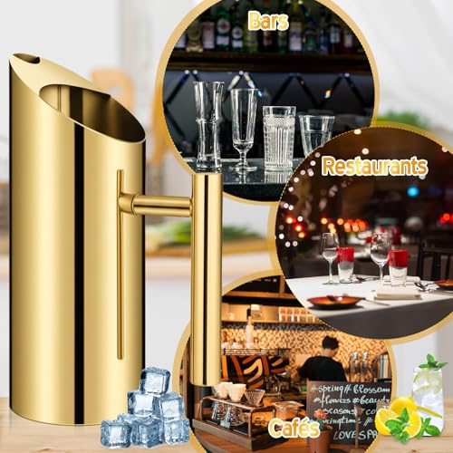 3 Pack 35 Oz 1.0 L Stainless Steel Water Pitcher Modern Metal Pitcher with Ice Guard Gold Carafe Drink with Handle or Iced Hot Drink Tea Juice Coffee Beer (3 Count)