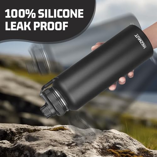 40oz Large Metal Sports Insulated Water Bottle with 2 Lids