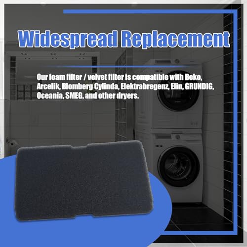 6 Pcs 2964840100 2964840200 Dryer Sponge Foam Filter Compatible with Arcelik Backhoe DSX83410W DS7512PA DE8635RX Replacement Blomberg Grundig Tumble Dryer Evaporator Foam Filter Replacement Parts