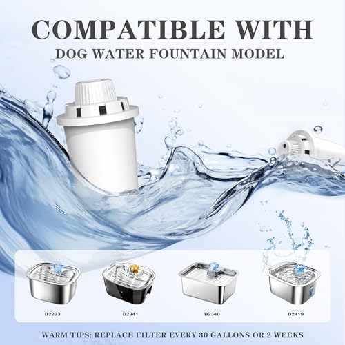 4 Packs Replacement Filters for Dog Water Fountain (4 Count)