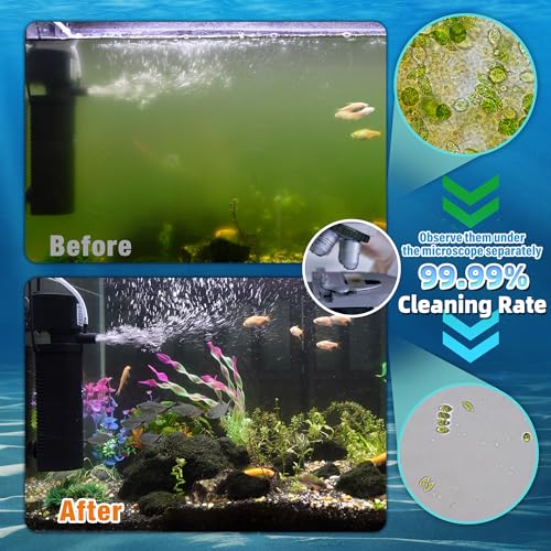 10-45 Gal U-V Aquarium Filter for Fish Turtle Tank, Dual Outlets