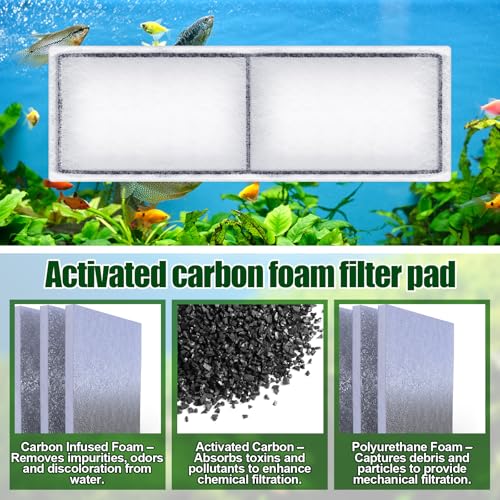 8 Pcs Carbon Filter Foam Pad Compatible with U3 Filters Aquarium (8 Count)