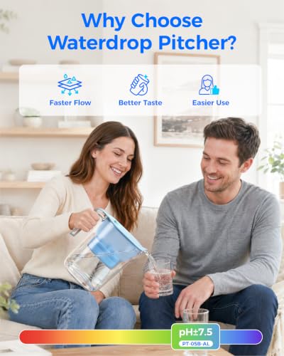 PT-05B-AL Alkaline Water Filter Pitcher, 7-Cup, Up to pH 9.5
