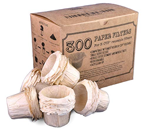 K Cup Paper Filters Disposable for Reusable Coffee Pods (300 Count)