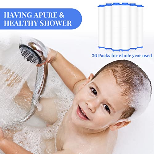 36 Pcs Shower Head Filters 3.7 Inch PP Cotton Filter Cartridge Filter High Pressure Handheld Turbo Fan Shower Heads Filter for Detachable Propeller Jet Sets (36 Count)