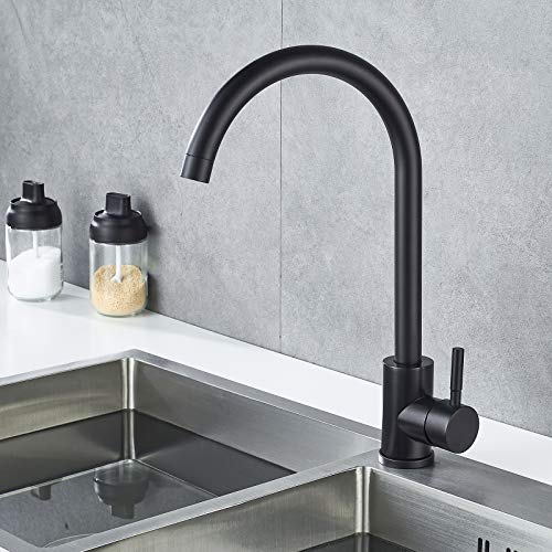 High Arc Matte Black Kitchen Faucet Single Handle Stainless Steel