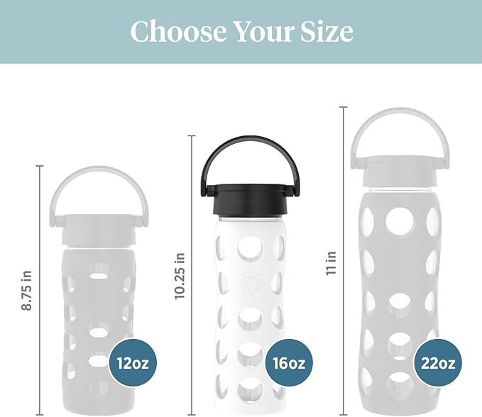 Lifefactory 16-Ounce BPA-Free Glass Water Bottle with Classic Cap and Protective Silicone Sleeve, Optic White
