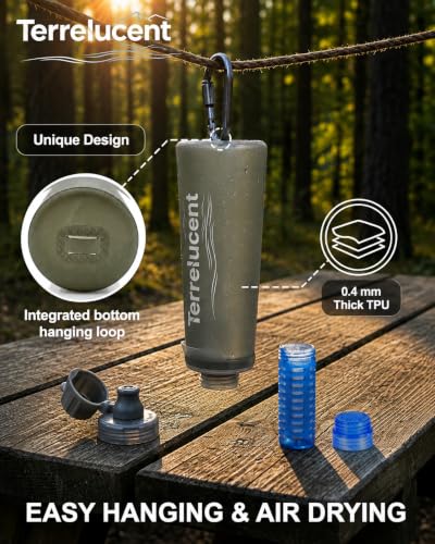 Collapsible Water Filter Bottle with Carabiner