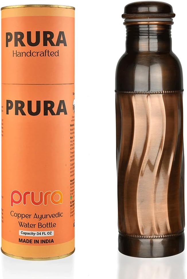 Black Wave Copper Water Bottle Pure Copper Vessel for Drinking - Drink More Water, Lower Your Sugar Intake And Enjoy the Benefits Immediately