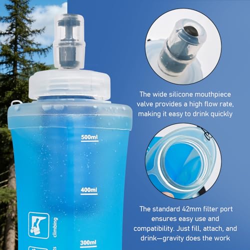 Collapsible Water Bottle with Filter for Travel Hiking Camping 500ML