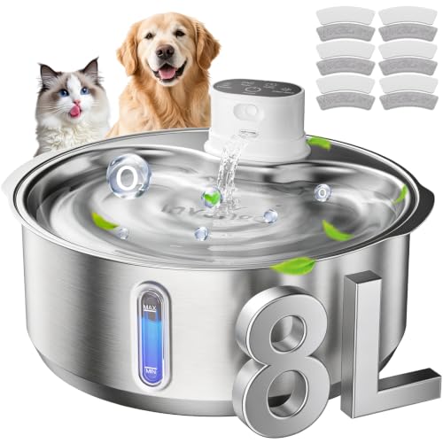 8L 270oz Cordless Stainless Steel Dog Water Fountain