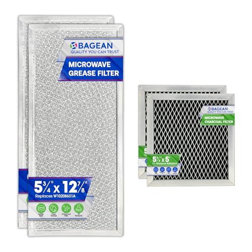 Grease Microwave Vent Filter W10208631A and Charcoal 8206230A Whirlpool Microwave Filter Replacement Combo Pack (2 Count)