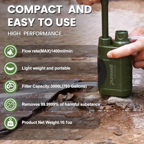 Water Hand Purifier Pump with Replaceable Carbon 0.01 Micron Water