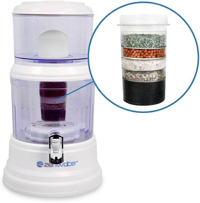 4-Gallon Countertop Gravity Water Filter System - Portable Alkaline Filtration System - Enjoy Clean and Mineral-Rich Hydration at Home, Office, or Travel