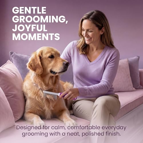 Poodle Pet Detangling Pet Comb with Long & Short Stainless Steel Teeth for Removing Matted Fur