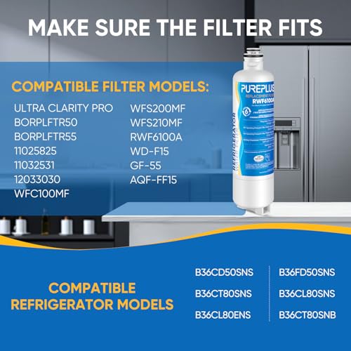 BORPLFTR50 Replacement for Bosch 11025825 Ultra Clarity Pro Refrigerator Water Filter (4 Count)