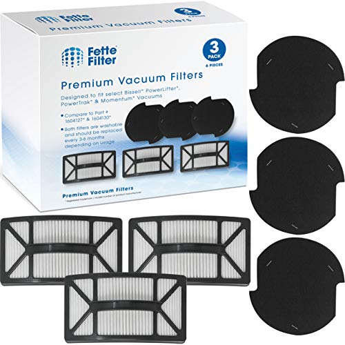 Premium Filter Kit Compatible with Bissell Powerlifter & PowerTrak Pet Upright Vacuum Cleaners 1790 1793 17931 17939 1793R 1307 1309 1309R 1309W Parts # 1604127 & 1604130. (3 Foot)