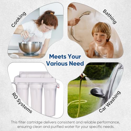 1 Micron 2.5" x 10" Whole House CTO Carbon Water Filter Cartridge Replacement for Under Sink Water Filter System (4 Count)