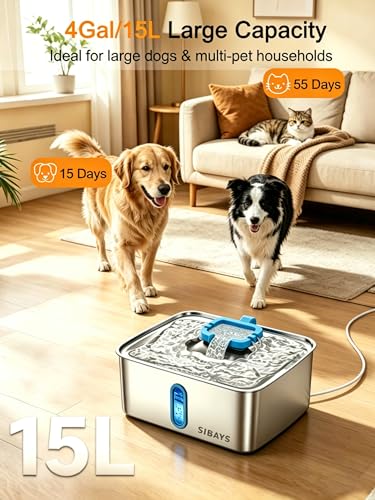 4Gal 15L Large Dog Water Fountain