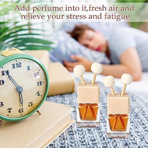 100 Pcs Car Diffuser Bottles Empty Bulk Vent Clip Car Air Freshener Diffuser for Essential Oil Perfume Glass Bottle with Wooden Caps Stick Fragrance Ornament (27 Fl Oz)