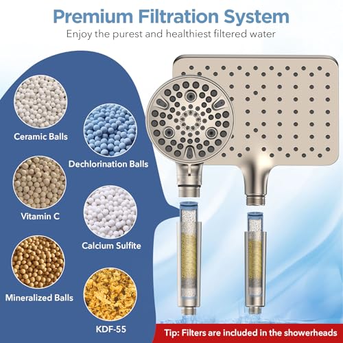 Dual Filtered Rain Shower Head Combo