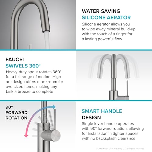 Oletto Single Handle Kitchen Bar Faucet with QuickDock Top Mount Installation Assembly in Spot Free Antique Champagne Bronze