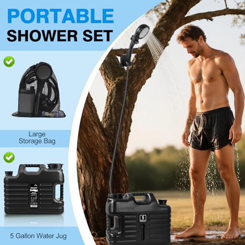 Portable Camping Shower with 5 Gallon Water Jug