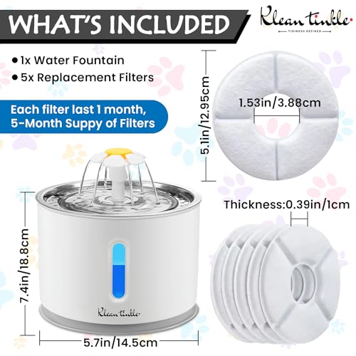 LED Automatic Pet Drinking Fountain Dispenser Bowl 2.4L