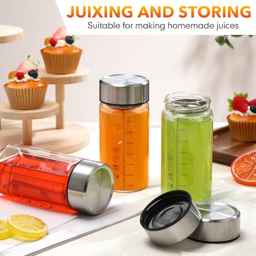 6 Pack 12 Oz Wide Mouth Glass Juice Bottles Glass Water Bottles with Lids and Sleeve for Juicing Smoothies Milk Protein Infused Water Reusable Leakproof Borosilicate Bottle (6 Count)