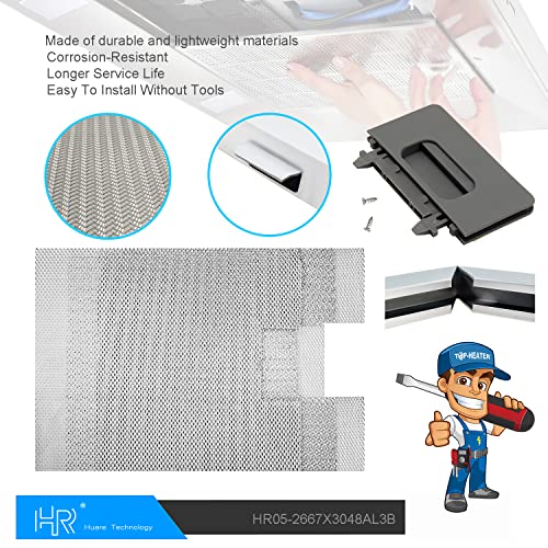 HR Huare W10169961A Aluminum Hood Filter for Whirlpool 10.5x12'' 3Pack (3 Count)