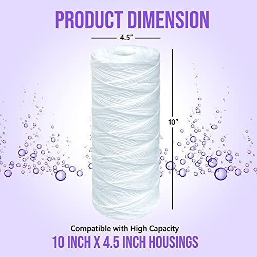 High Capacity Wound String 5 Micron Sediment Water Filter Cartridge 10” x 4.5” Removes Sand
