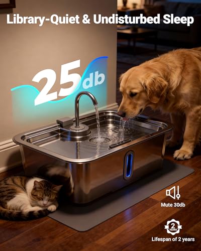 3.17Gal 12L Dog Water Fountain with Silicone Mat & 3 Filters for Dogs Cats (405.82 Ounce)