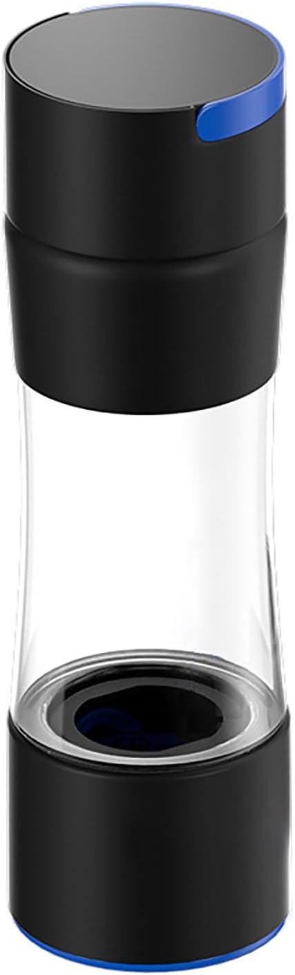 420ml Glass Hydrogen Water Bottle – Rechargeable PEM Hydrogen Water Generator with USB Charging, Smart Electric Water Ionizer for Travel, Fitness & Daily Hydration (White/Black) Black
