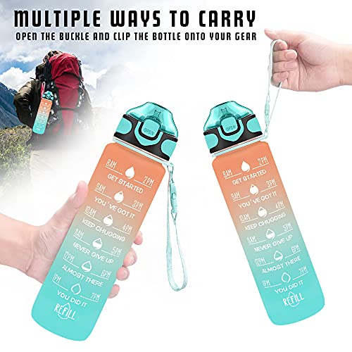 32 oz Water Bottle with Times to Drink and Straw