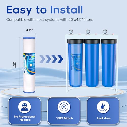5 Micron 20" x 4.5" Whole House Grooved Sediment Water Filter Cartridge Replacement for AP810 (3 Count)