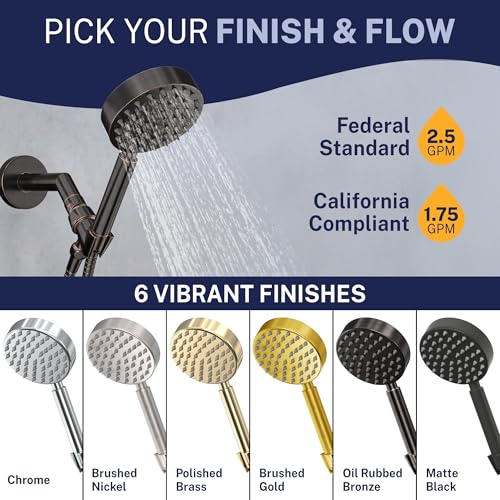 Solid Metal LOW FLOW Handheld Shower Head with Hose and Brass Holder