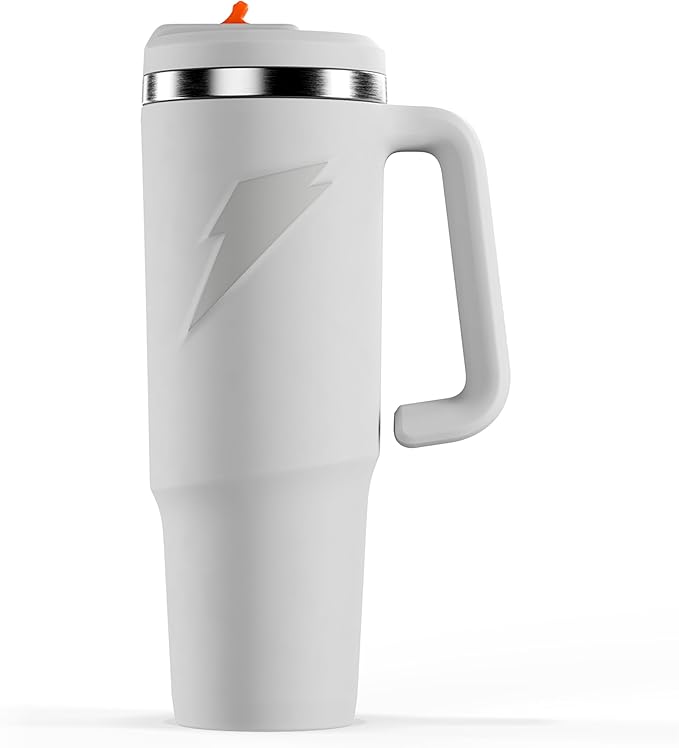 Gatorade Crossover Stainless Steel Tumbler Water Bottle, White, Double-Wall Insulation, 36 fl oz