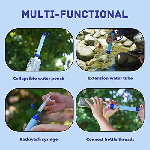 Personal Water Filter Straw Outdoor Portable Filtration Emergency Survival Gear Water Solutions Tactical Gear for Hiking Camping Accessories Travel Hunting Fishing Outing Backpacking (6 Count)