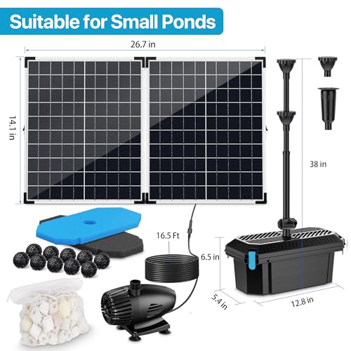 55W Solar Fountain Pump with Pond Filter Box
