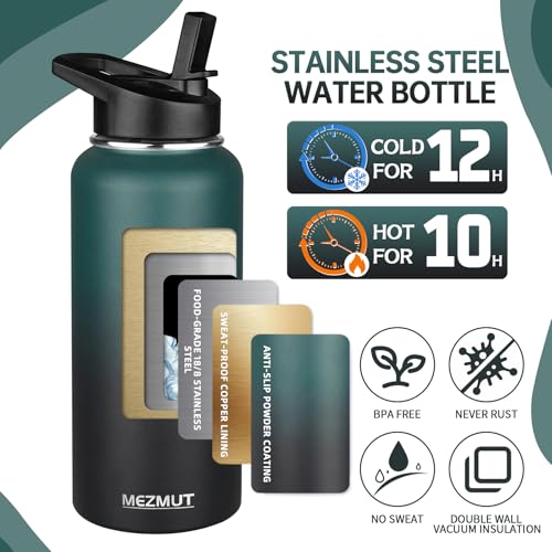 32oz Metal Sports Insulated Water Bottle with 2 Lids