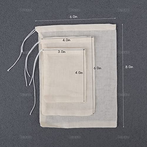 30 Pack Reusable Drawstring Cotton Soup Bags Spice Bag Tea Filter Coffee Brew Herb Muslin Cheesecloth for Straining (30 Count)