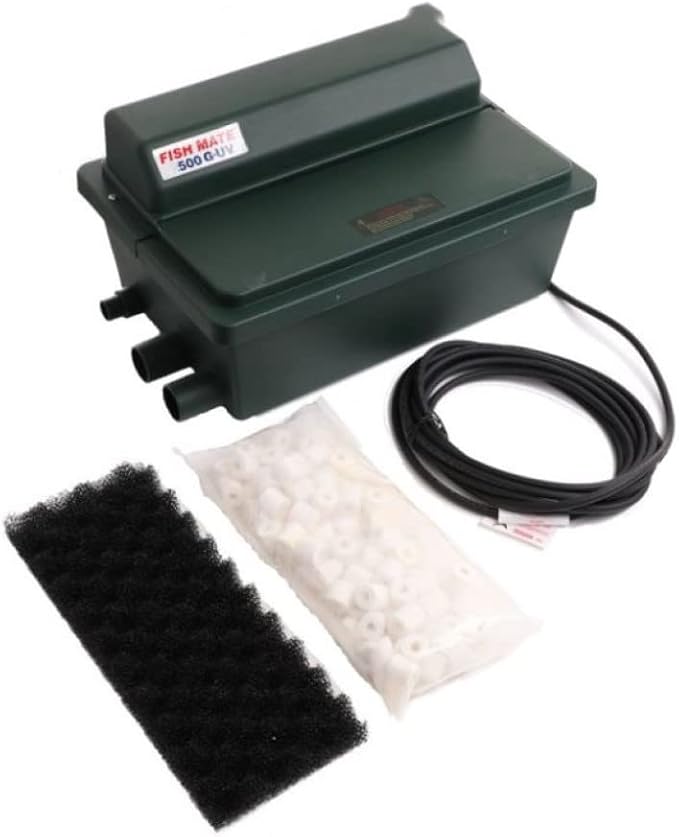 Fish Mate 500GUV Gravity Pond Filter - UV + Biological Filtration for Clearer Water, Ideal for Ponds up to 500 Gallons