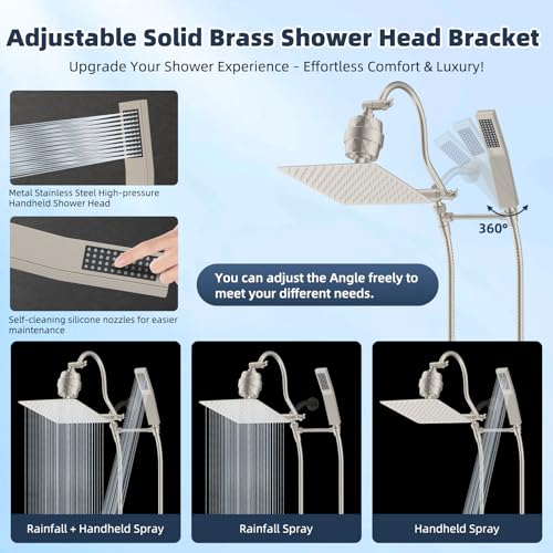 All Metal 10'' Filtered Rainfall Shower Head Combo