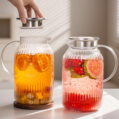 Vintage Glass Pitcher with Lid