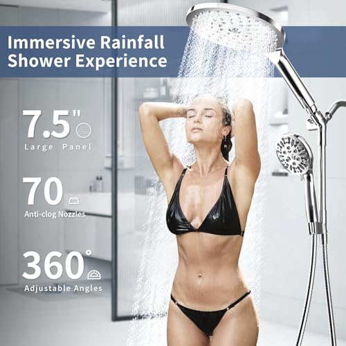 High Pressure Dual Shower Head with Handheld Spray Combo