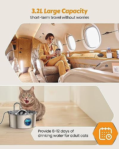 Cat Water Fountain with 6 Filters + 3 Sponge Filters
