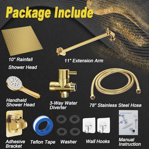 Shower Head 10" High Pressure Rain shower head with Handheld Spray Combo