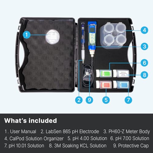 PH60Z HT Smart Handheld pH Meter Tester Kit with LabSen 865 pH